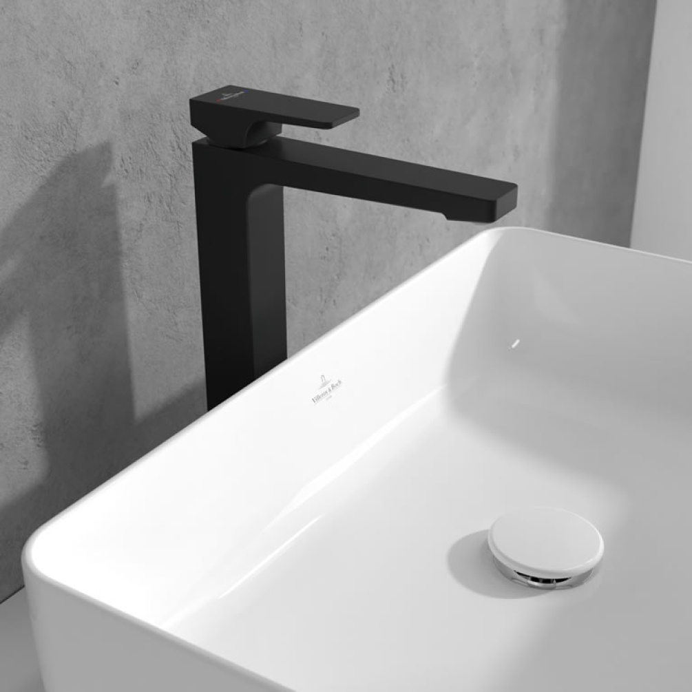 Lifestyle image of Villeroy & Boch Architectura Square Matt Black Tall Basin Mono Mixer