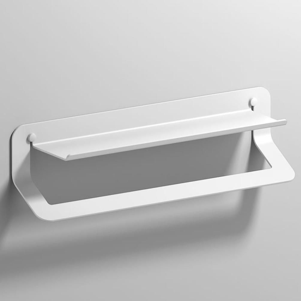 Cutout image of Origins Living Sonia Quick Towel Rail & Shelf 45cm White.