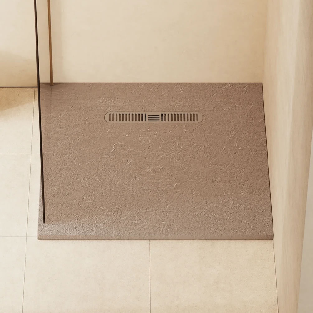 Lifestyle image of Crosswater Vito 900mm Brown Anti-Slip Square Shower Tray