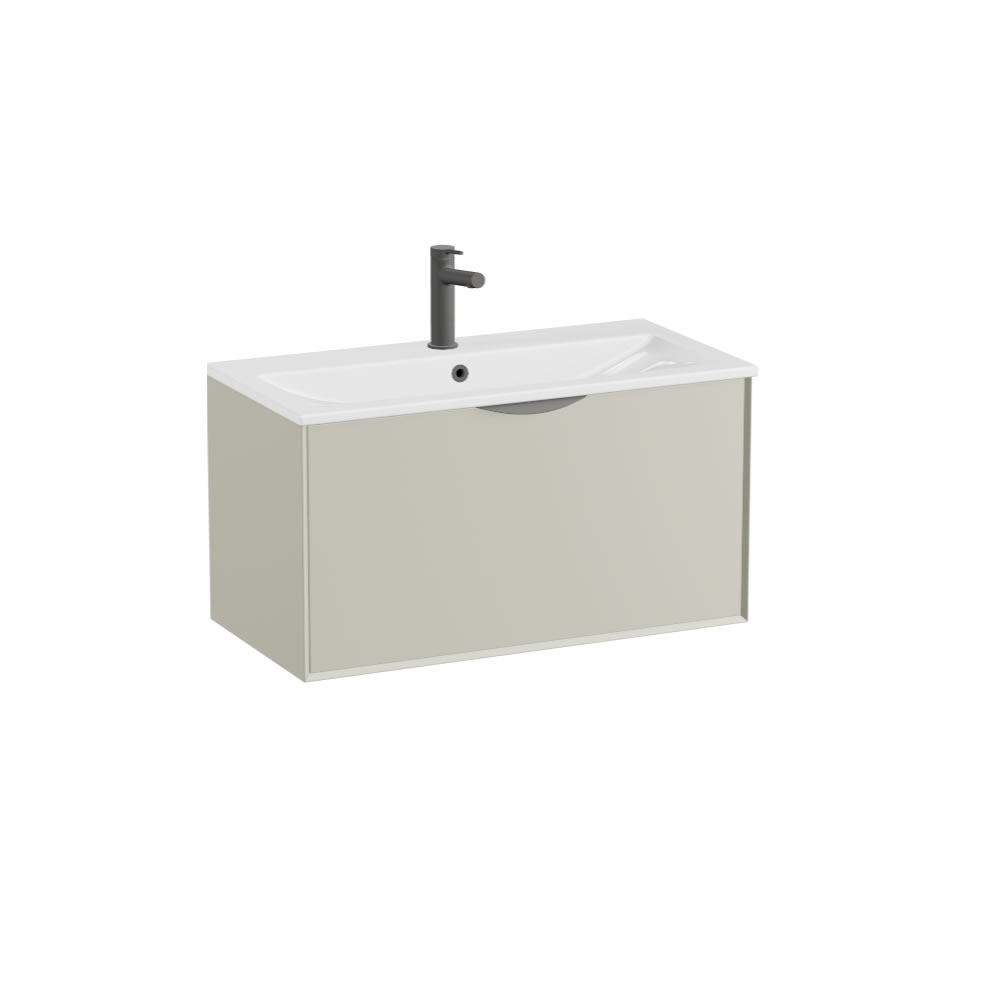 Vado Safari Smooth 800mm Cashmere Wall Hung Vanity Unit & Ceramic Basin