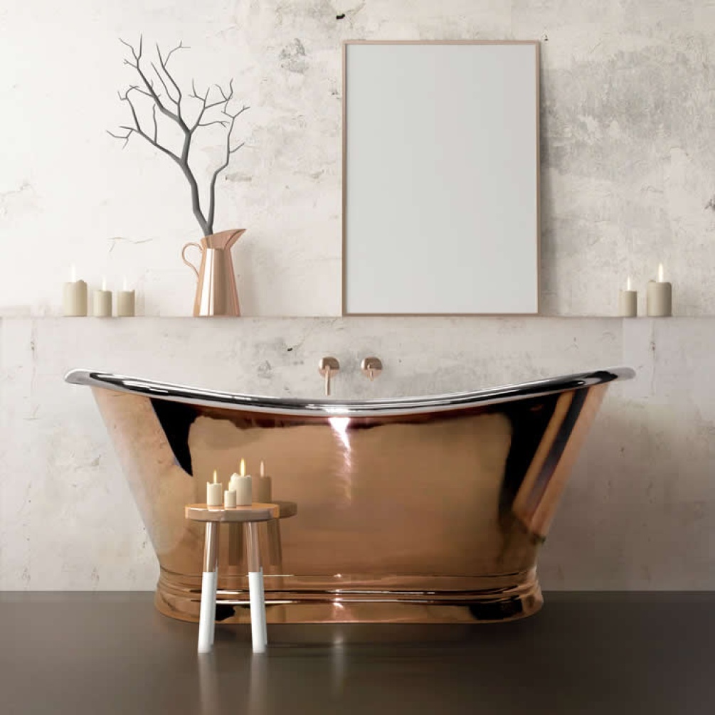 Photo Of BC Designs 1700mm Copper & Nickel Freestanding Boat Bath - Image 1