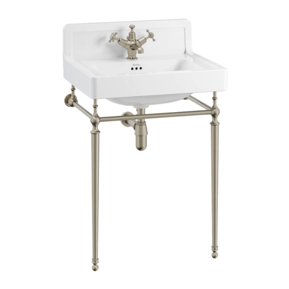 Product Cut out image of the Burlington Contemporary Upstand 610mm Basin & Nickel Washstand