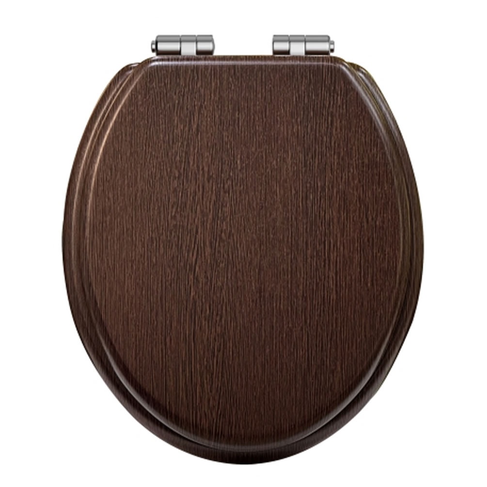 Heritage Walnut Soft Close WC Seat With Chrome Hinges