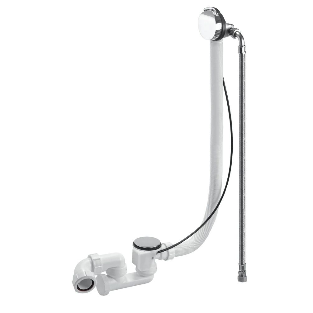 BC Designs Chrome Overflow Bath Filler & Waste Cut Out