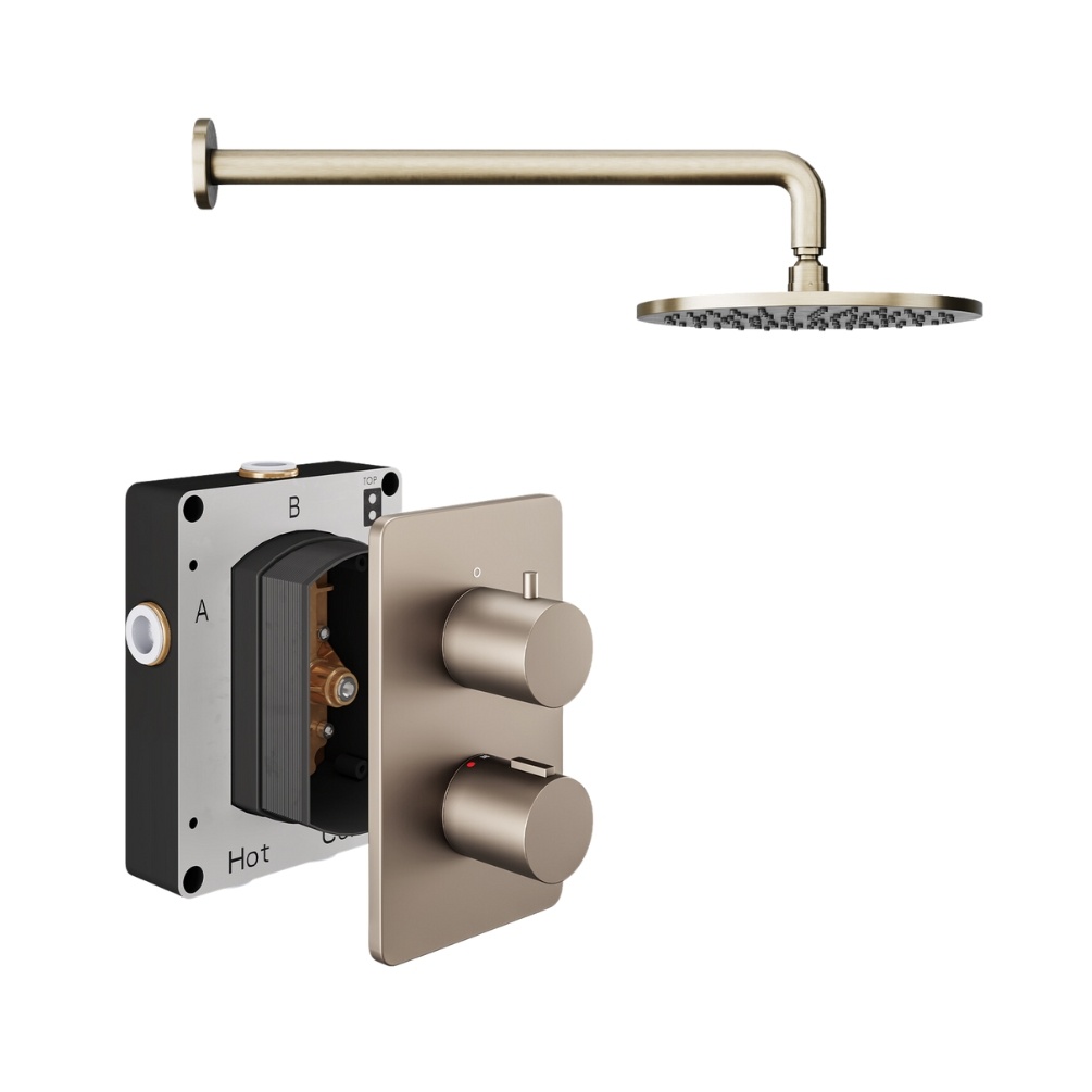 Product Cut out image of the Abacus Iso Brushed Nickel 1 Outlet Shower Pack with Fixed Shower Head