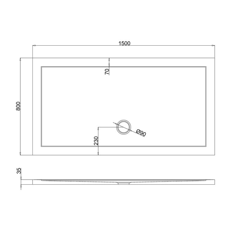 Zamori 35mm Rectangular 1500x800 Shower Tray Sanctuary Bathrooms
