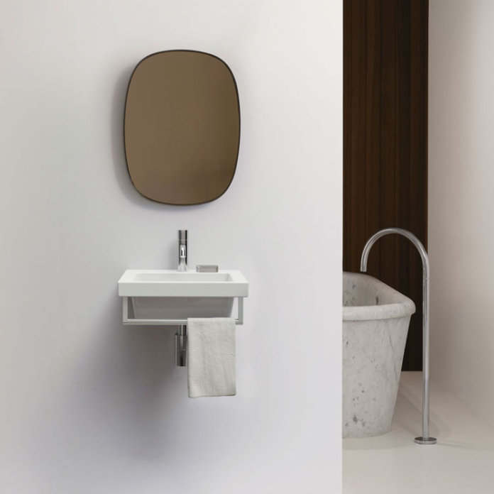 Lifestyle Photo of GSI Norm 42 Wall Hung Wash Basin with Optional Towel Rail