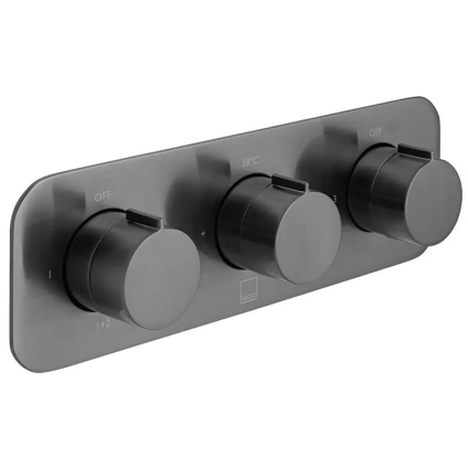 Cutout image of Vado Individual Altitude Brushed Black Triple Outlet Thermostatic Shower Valve