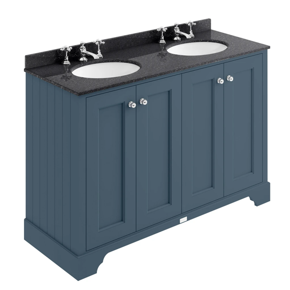 Photo of Bayswater Stiffkey Blue 1200mm 4 Door Vanity Unit & Black 3TH Worktop