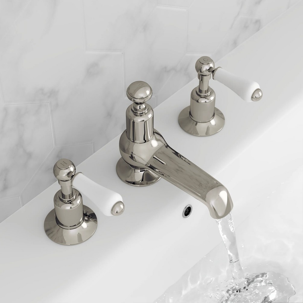 JTP Grosvenor Lever Nickel 3 Hole Basin Mixer Lifestyle