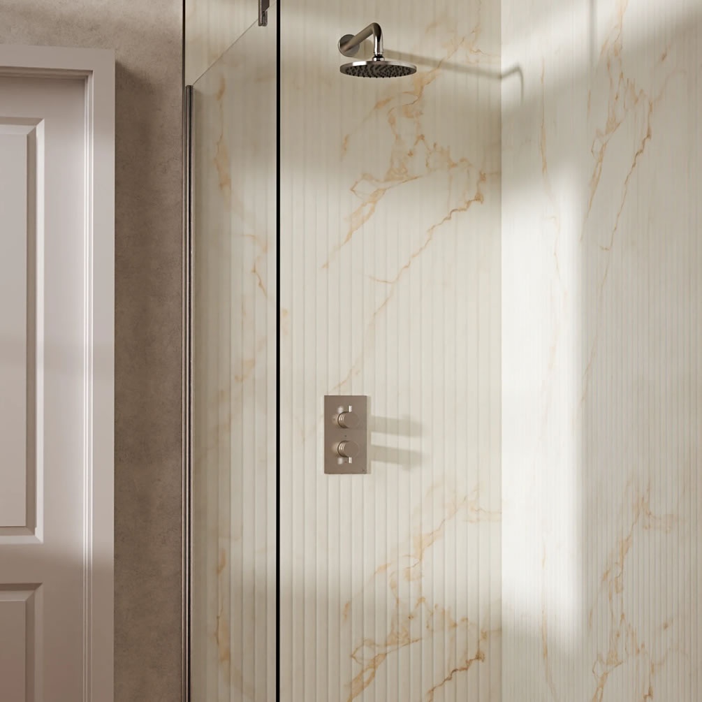 Lifestyle image of Crosswater Design Brushed Nickel Single Outlet Rainfall Shower Set