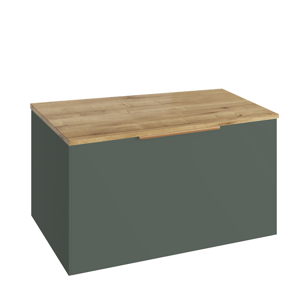 Abacus Concept Sit On Sage Green 800mm Vanity Unit - Oak Countertop