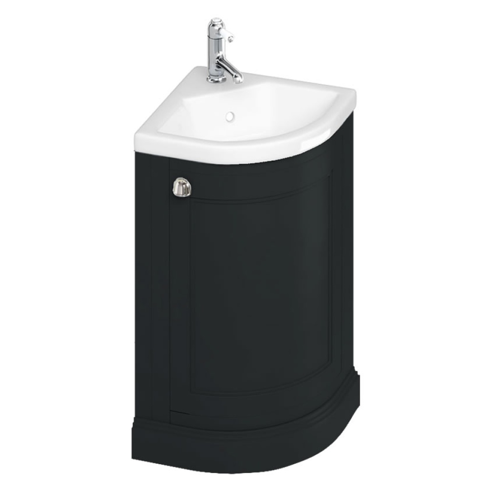 Burlington Corner Quattrocast Basin & Matt Black Freestanding Vanity Unit