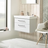 Roper Rhodes Scheme 800mm Gloss Light Grey Wall Mounted Vanity Unit and Basin - Image 1