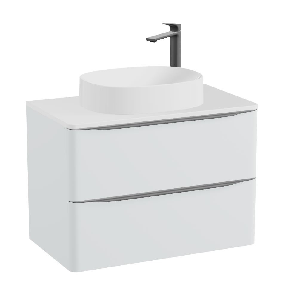 Vado Cameo 600mm Arctic Whitw Wall Hung 2 Drawer Vanity Unit, Gloss Worktop & Basin