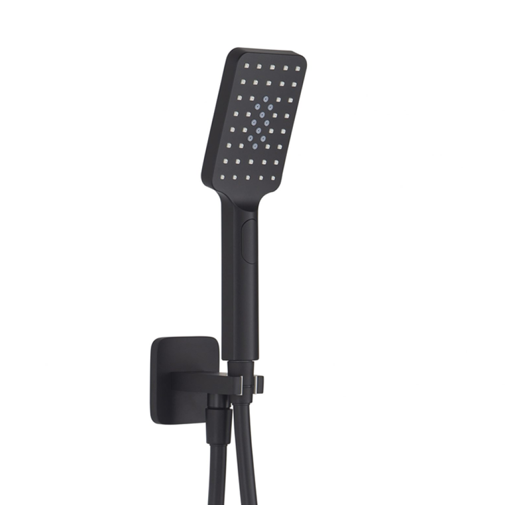 Photo of JTP Hix Matt Black Square Shower Handset, Holder & Hose Cutout