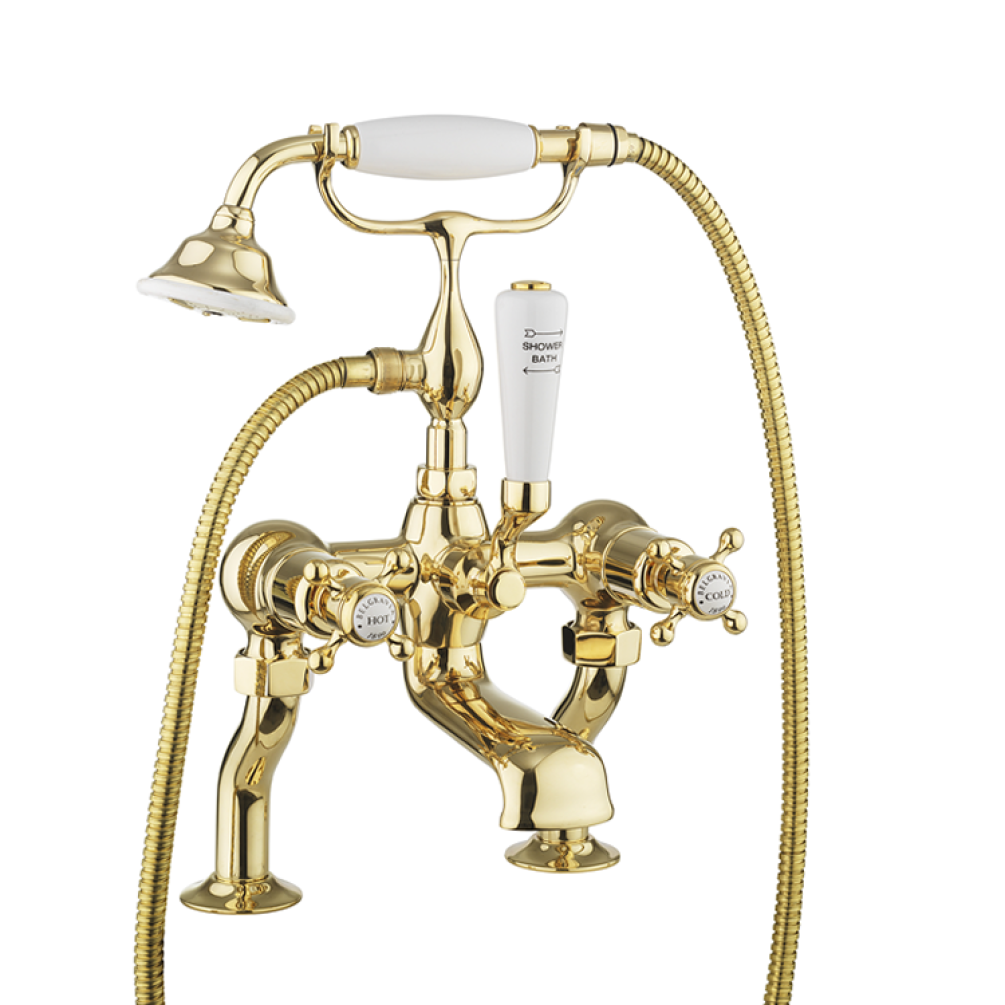 Photo of Crosswater Belgravia Unlacquered Brass Bath Shower Mixer Cutout