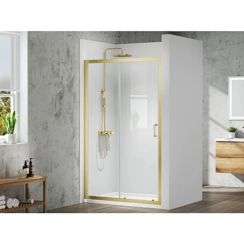 Lifestyle image of Merlyn Mbox 1500mm Brushed Brass Sliding Shower Door