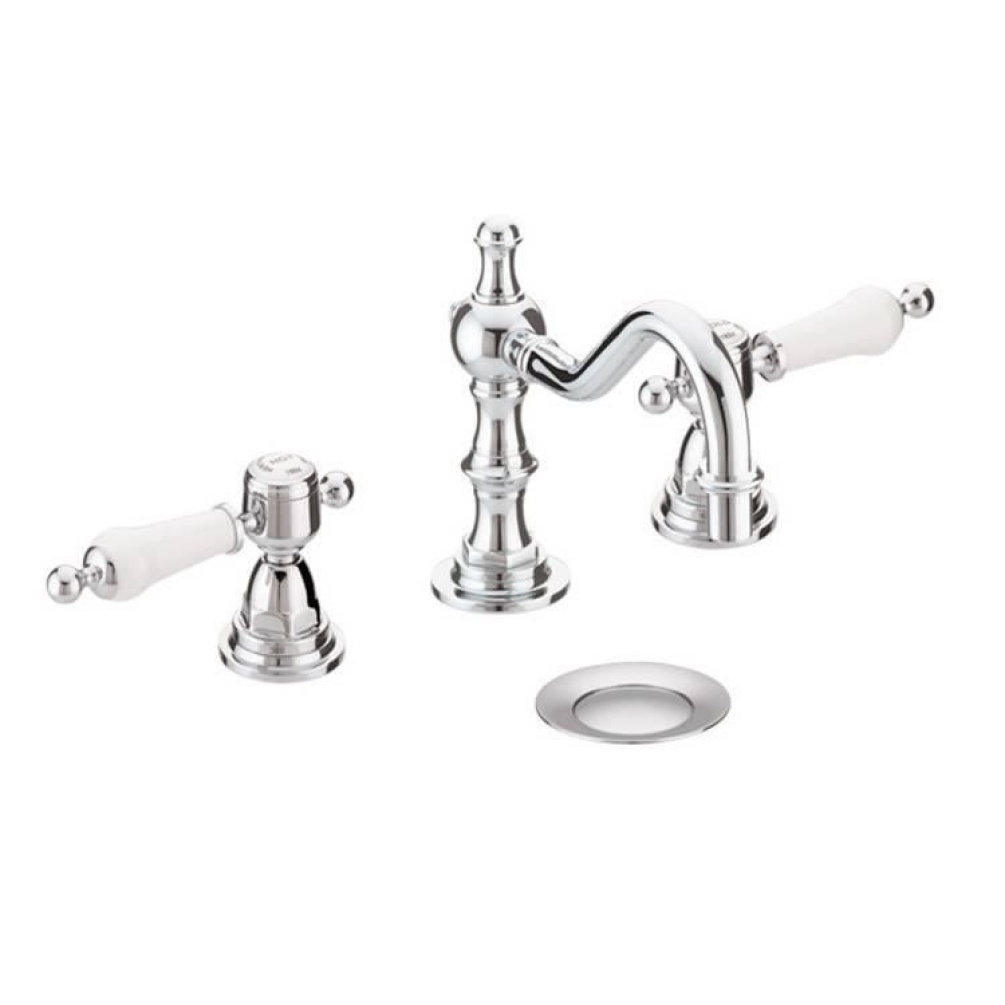 Heritage Glastonbury 3 Taphole Swivel Spout Basin Mixer Chrome Finish Image