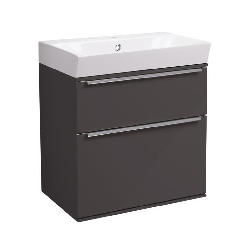 Roper Rhodes Scheme 500mm Gloss Dark Clay Wall Mounted Vanity Unit and Basin - Image 1