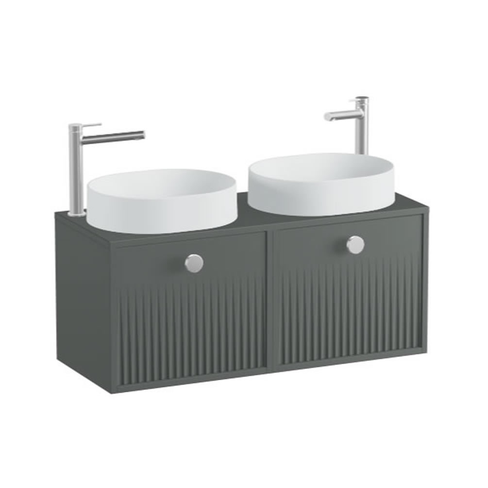 Vado Safari Fluted 1000mm Charcoal Grey Wall Hung Vanity Unit & Worktop