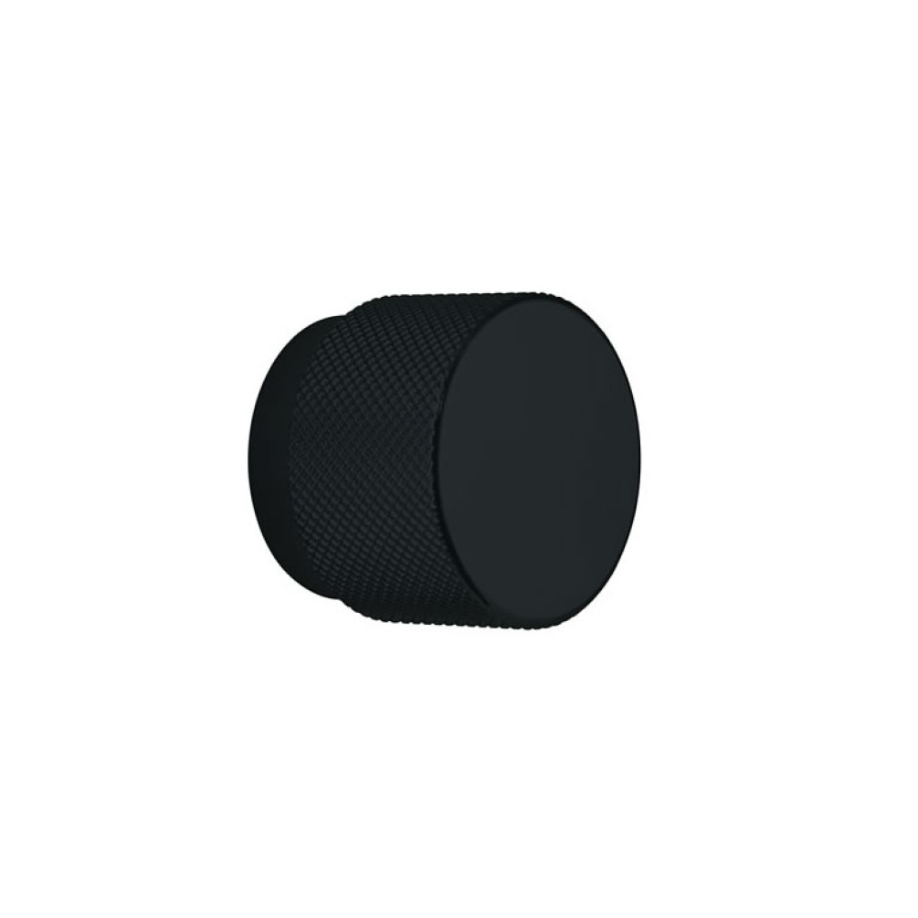 Cutout image of Single Crosswater Knurled Round Furniture Handle Matt Black