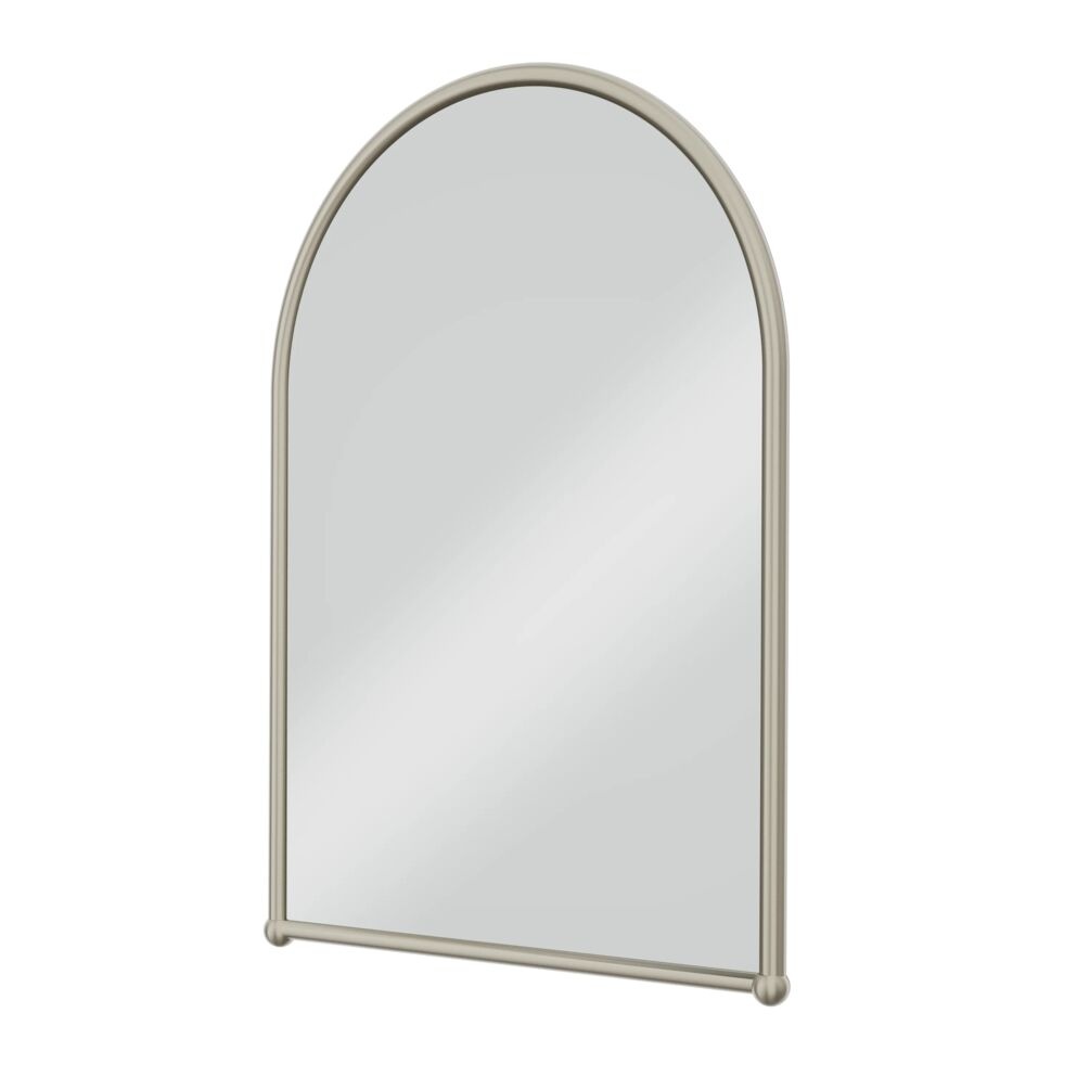 Cutout image of Burlington Brushed Nickel 700 x 500mm Arched Framed Mirror