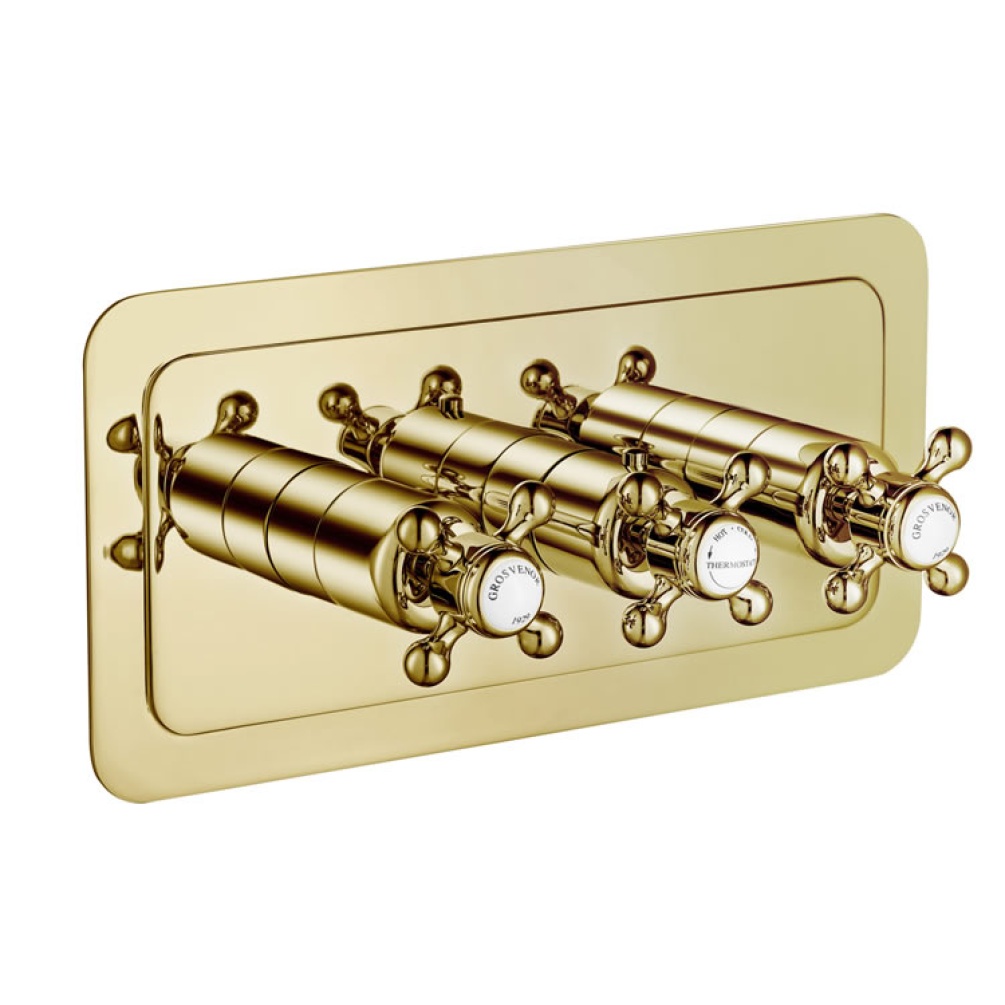 JTP Grosvenor Cross Thermostatic Twin Outlet Landscape Shower Valve