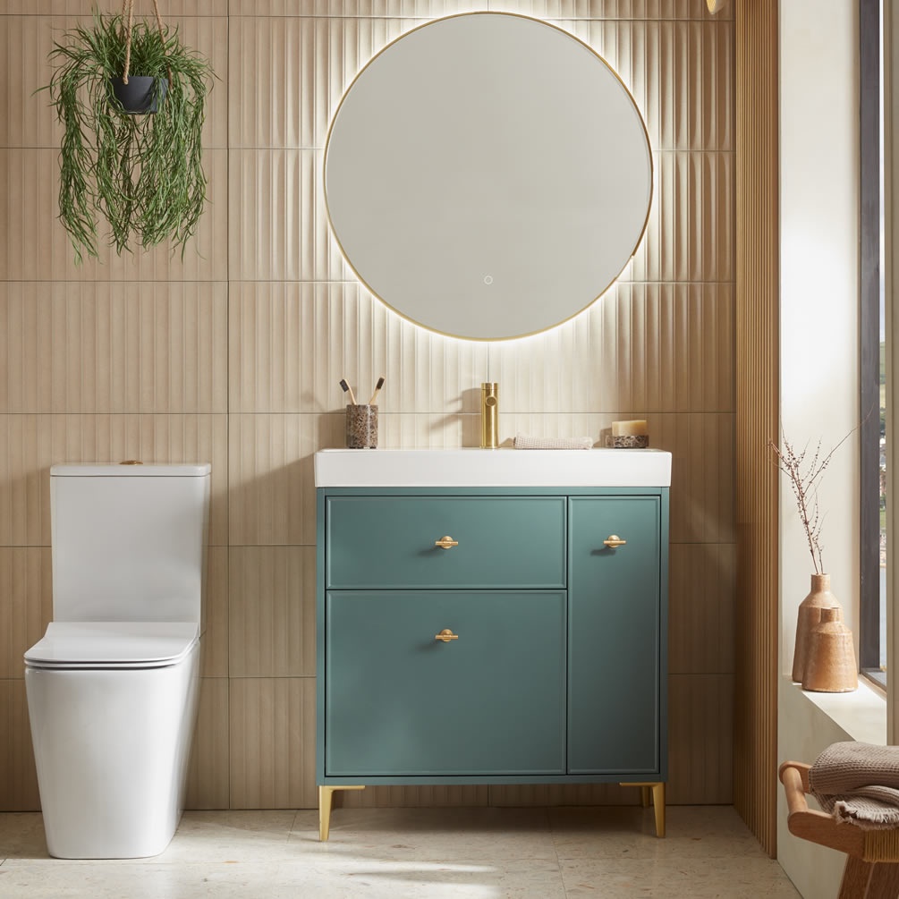 Tavistock Arlington 800mm Matt Viridian Green Freestanding Vanity Unit & Basin - Lifestyle Image