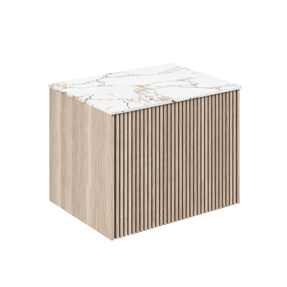Crosswater Limit Modern Oak 600mm Wall Hung Vanity Unit & Estatuario Worktop