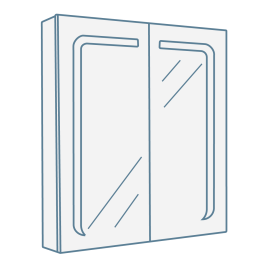 iconography image of a double door mirrored bathroom cabinet/two door bathroom cabinet