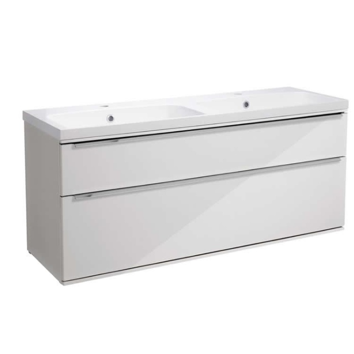 Roper Rhodes Scheme 1200mm Gloss White Wall Hung Vanity Unit with Double Basin