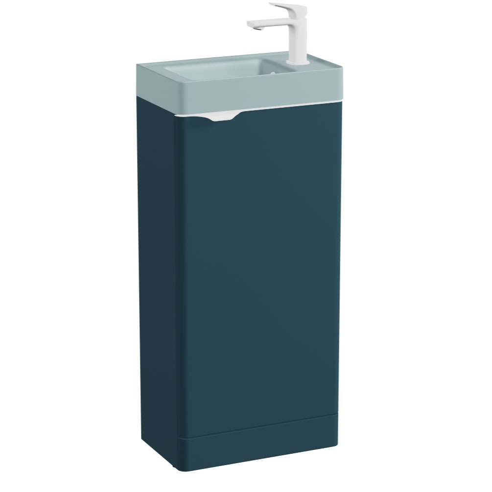 Vado Cameo Atlantic Blue 400mm Floorstanding Vanity Unit & Cove Blue Basin - Right Hand
