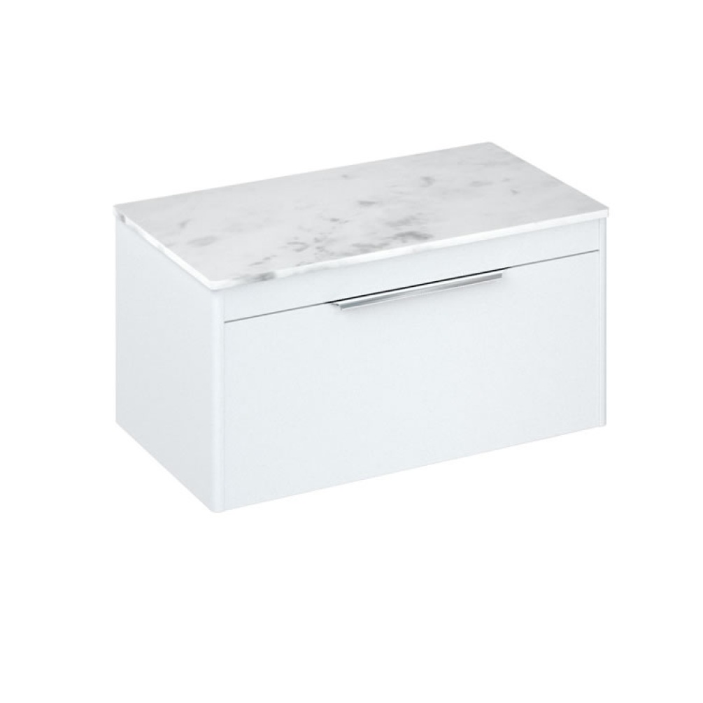 Britton Bathrooms Shoreditch 850mm Matt White Single Drawer Unit & Worktop