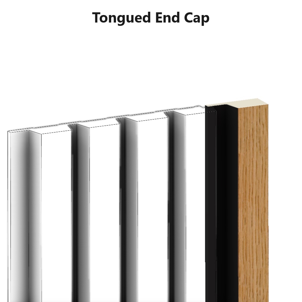 product  image of Camden Oak and Black Slatted Wall Panel Tongued End Cap Trim SAN113