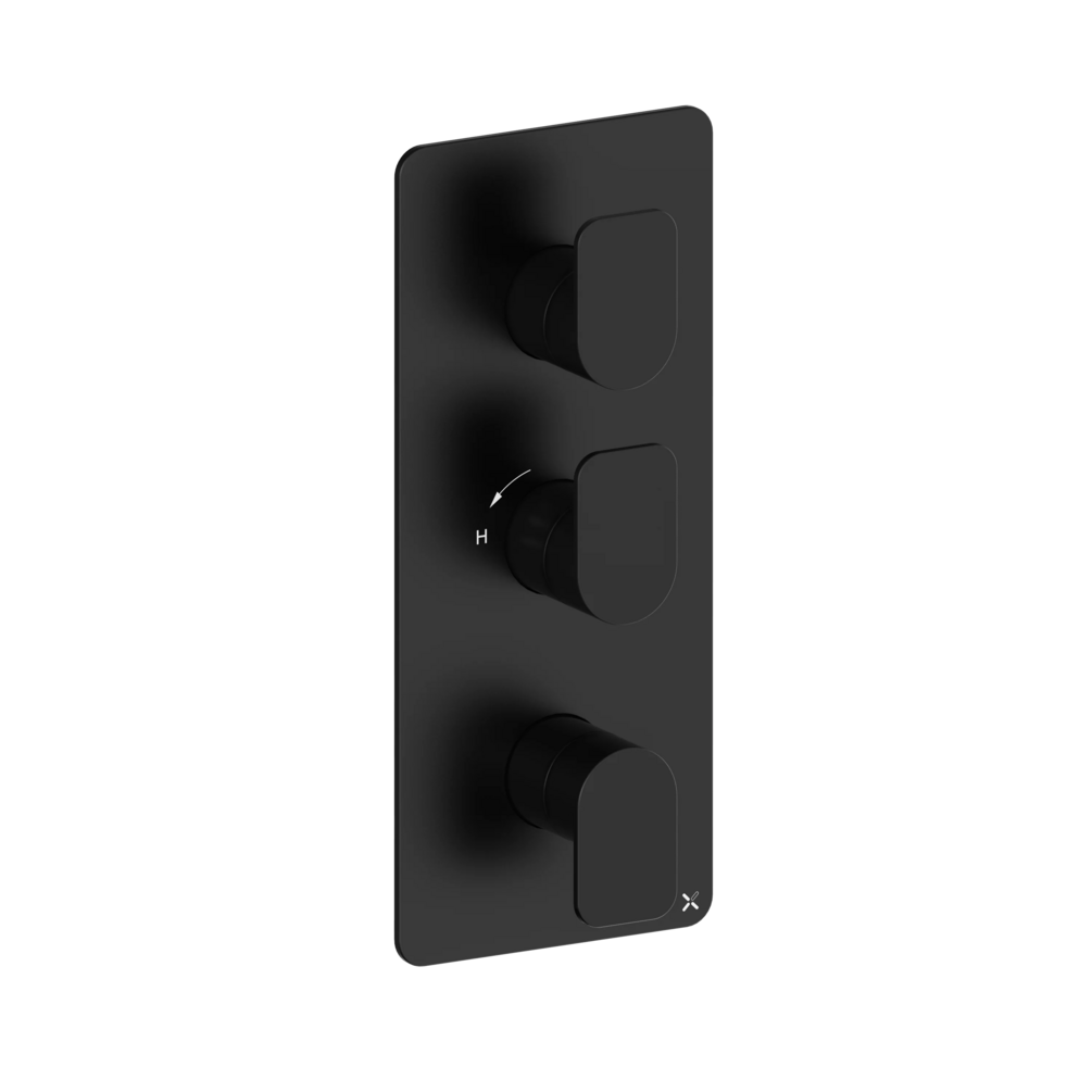 Crosswater Fuse Matt Black Thermostatic 2 Outlet 3 Handle Shower Valve