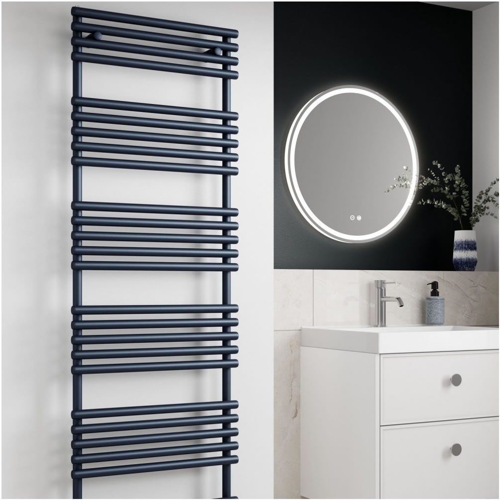 Lifestyle image of Velaro TT Lux Blue Night 1635 x 496mm Towel Radiator