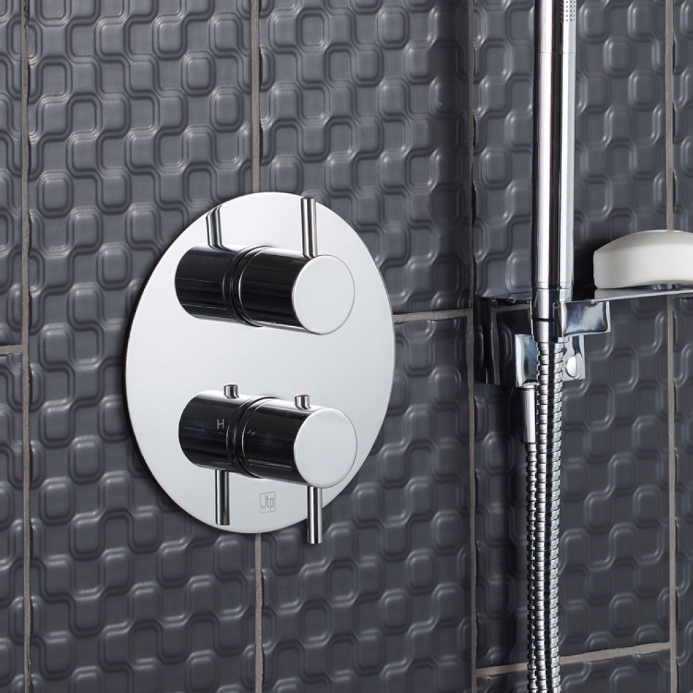 Photo of JTP Florence Chrome Round Single Outlet Thermostatic Shower Valve Lifestyle Image Zoom