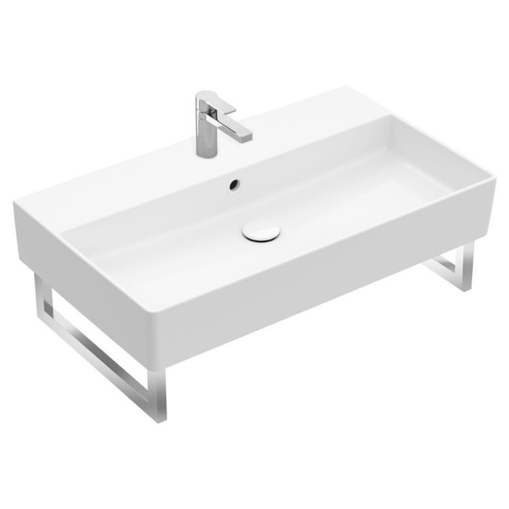 Cutout image of Villeroy & Boch Memento 2.0 Wall-Hung 800mm Basin Overflow & Tap Hole with Two Towel Rails