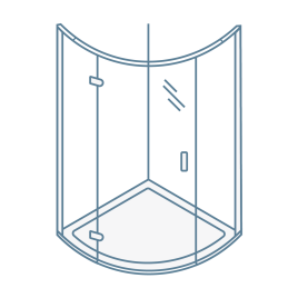 iconography image of a quadrant shaped shower enclosure