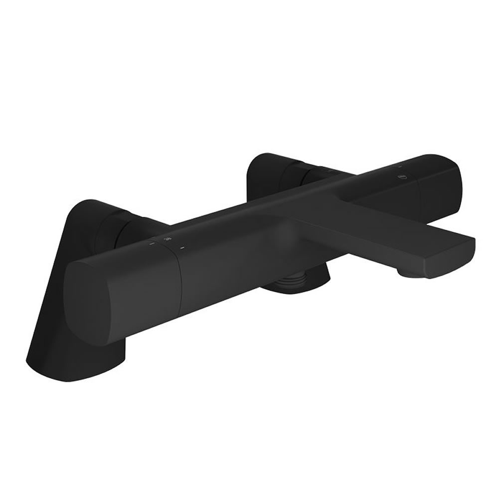 Vado Cameo Leverless Matt Black Exposed Thermostatic Deck Mounted Bath Shower Mixer