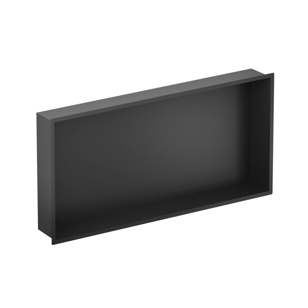 Cutout image of Crosswater Matt Black 610 x 305mm Shallow Shower Niche