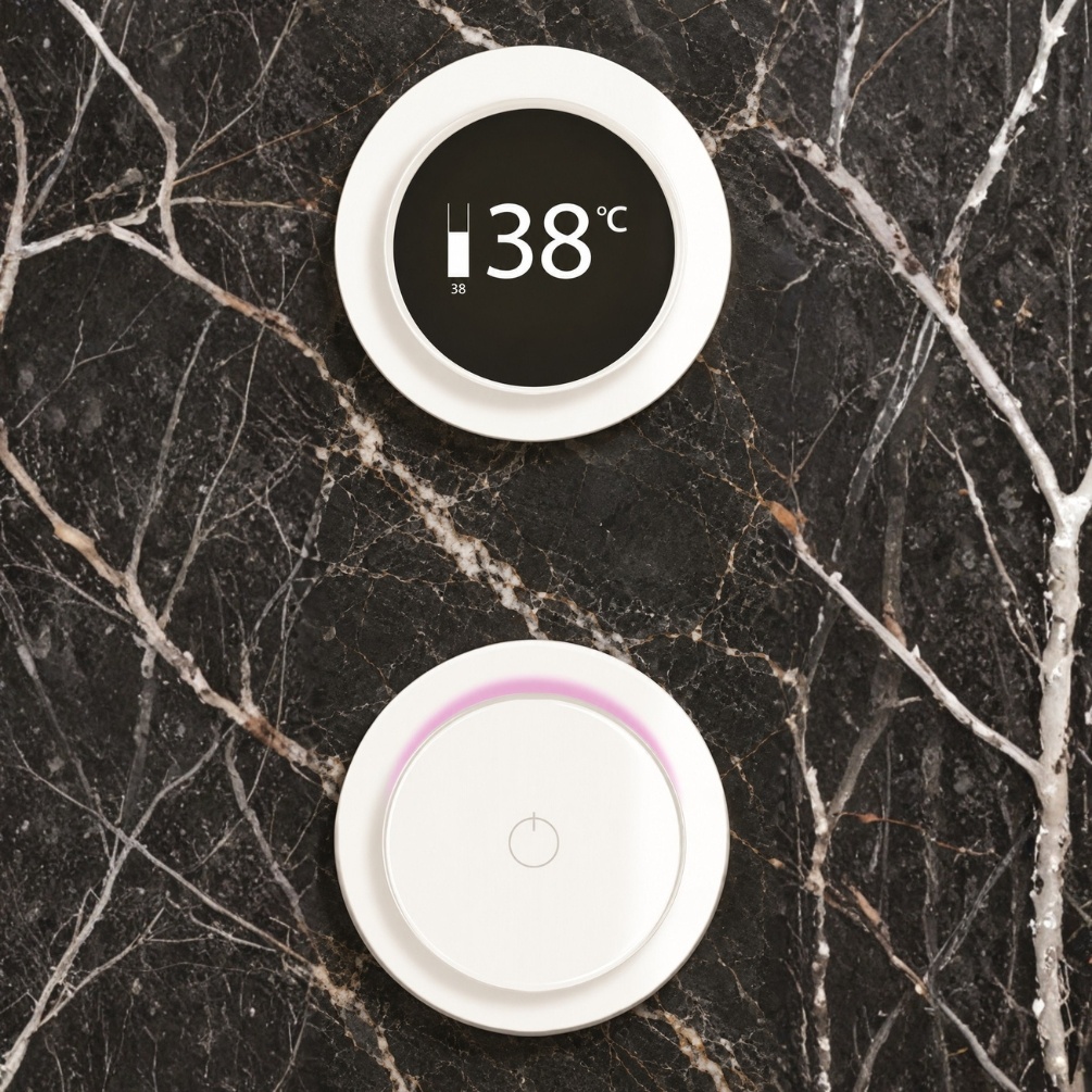 TED TOGO Matt White Ring Dual / Triple Outlet Digital Shower Valve