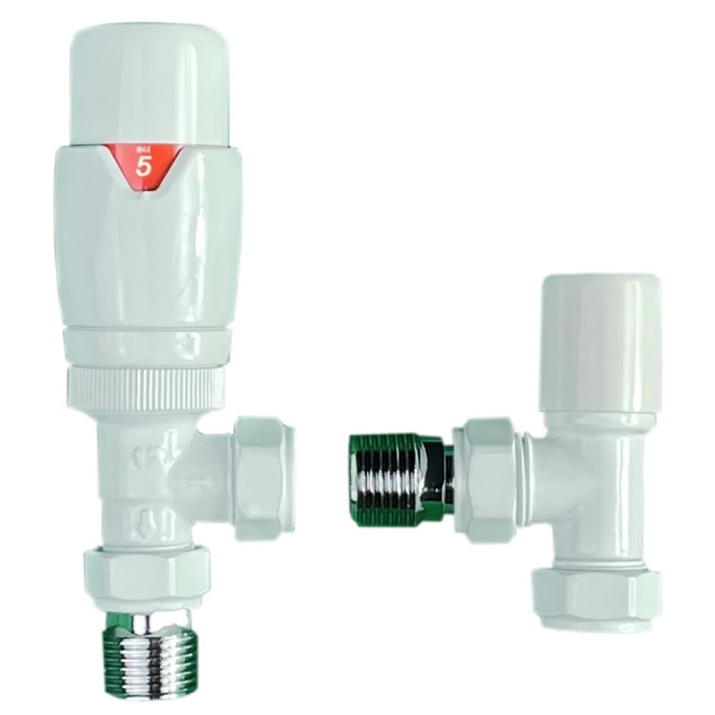 Cutout image of Radox White Thermostatic Angled Valves