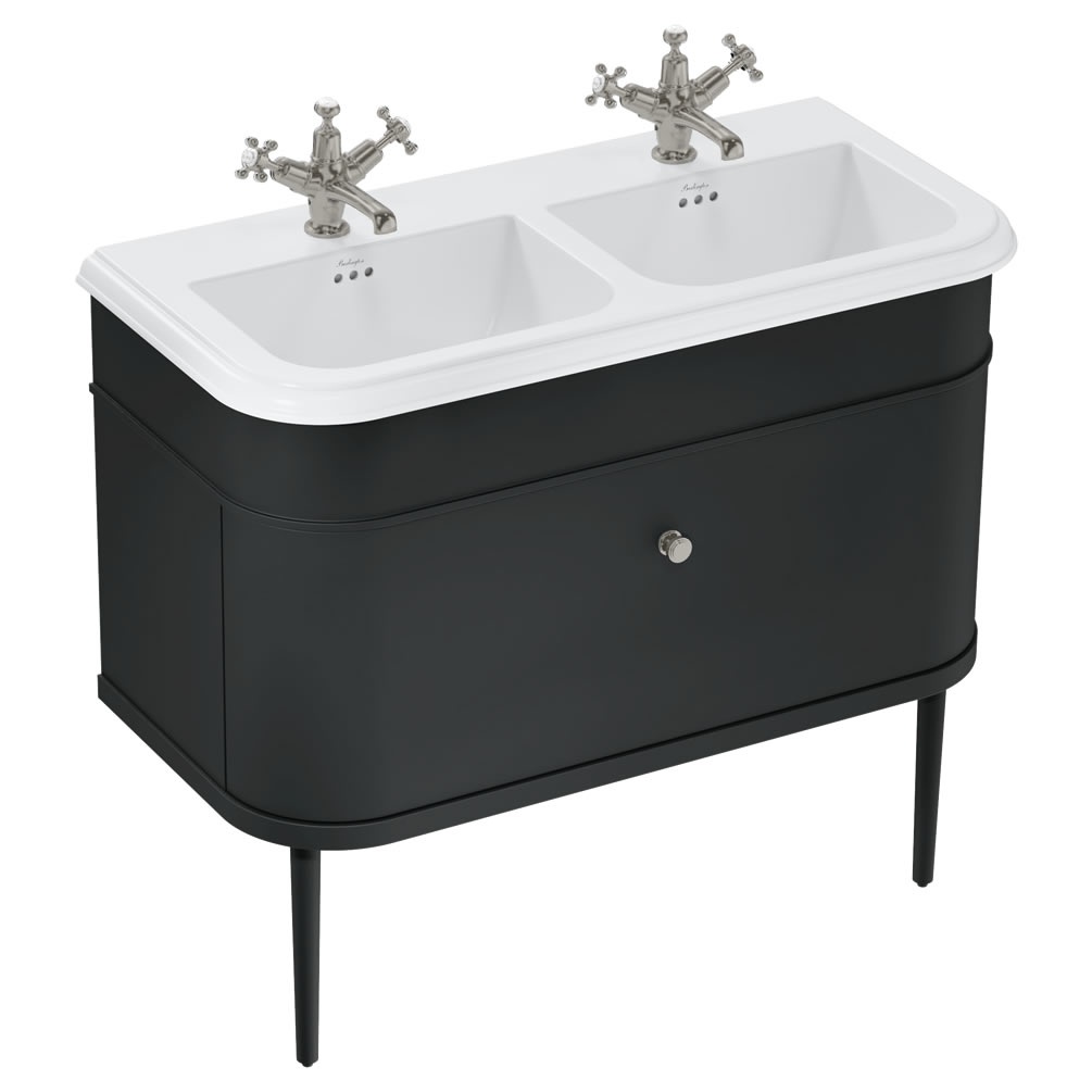 Burlington Chalfont 1000mm Ceramic Basin With Matt Black Unit & Legs