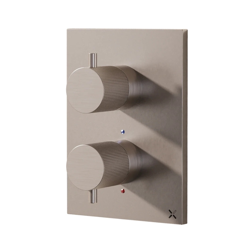 Crosswater Crossbox Brushed Nickel 2 Outlet Multi-Flow Trimset Cut Out