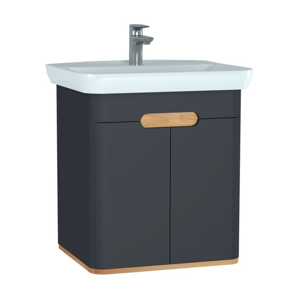 Photo of Vitra Sento Matt Anthracite 650mm Vanity Unit with Doors Cutout