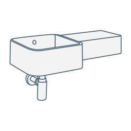 iconography image of a square wall hung or wall mounted bathroom sink/basin