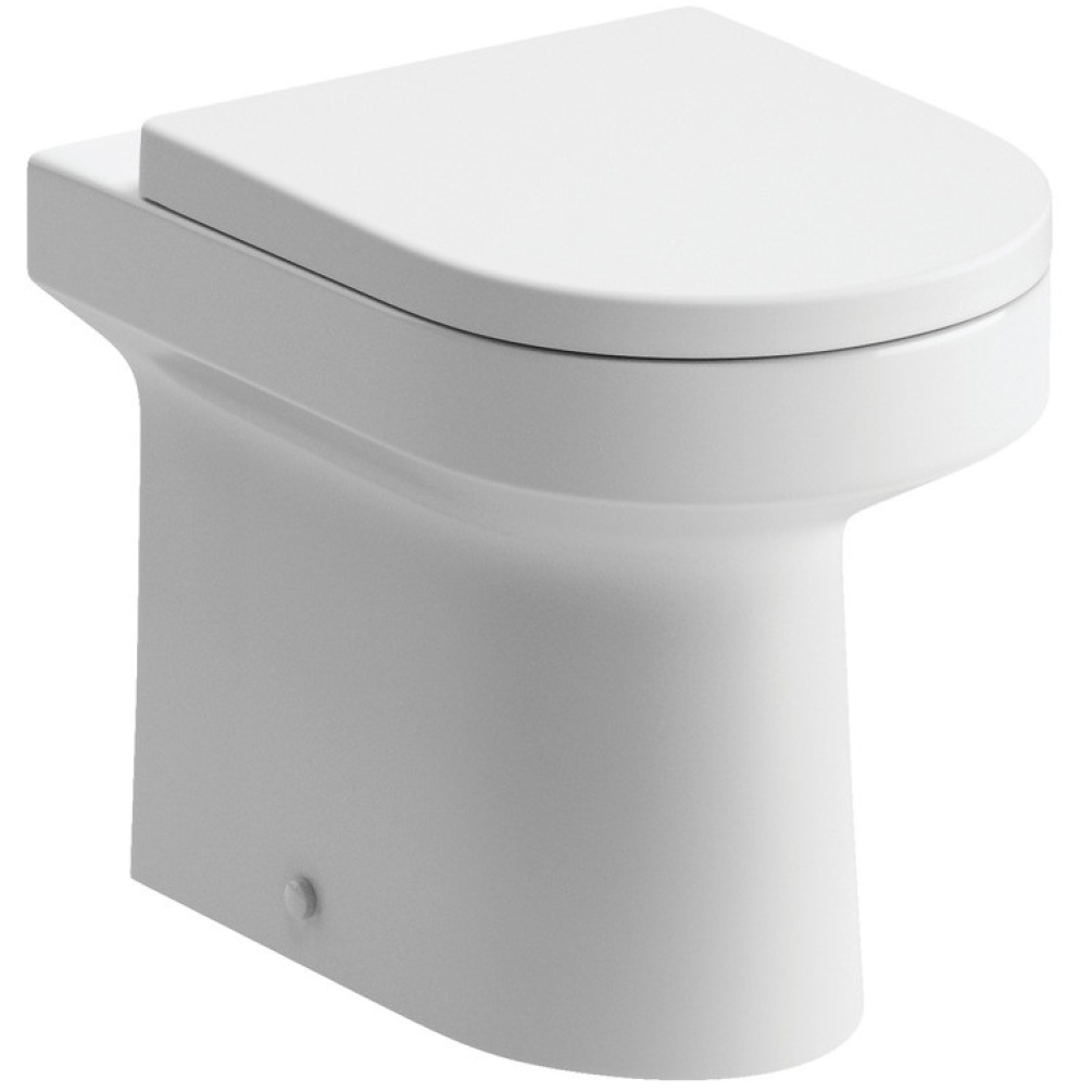 Product cut out image of Globe Standard Height Back to Wall Toilet with Soft Close Seat GLOBESHBTW