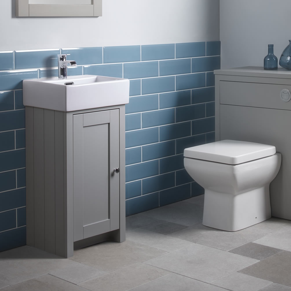 Tavistock Lansdown 430mm Matt Pebble Grey Cloakroom Unit & Basin - Lifestyle Image 1